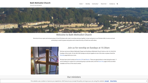 Screenshot of the Bath Methodist Church website