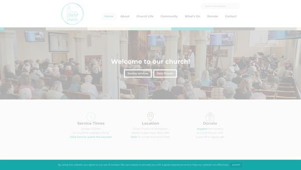 Screenshot of the The Parochial Church Council Of The Ecclesiastical Parish Of Christ Church Weston-Super-Mare website