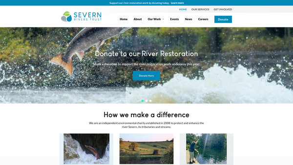 Screenshot of the Severn Rivers Trust website