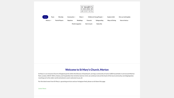 Screenshot of the The Parochial Church Council Of The Ecclesiastical Parish Of St Mary Merton website