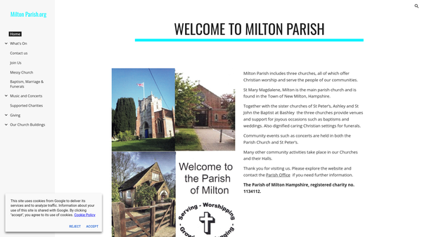 Screenshot of the The Parochial Church Council Of The Ecclesiastical Parish Of Milton website