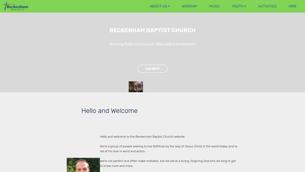 Screenshot of the Beckenham Baptist Church website