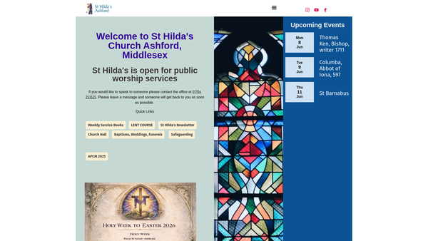 Screenshot of the The Parochial Council Of The Ecclesiastical Parish Of Ashford St. Hilda Diocese Of London website