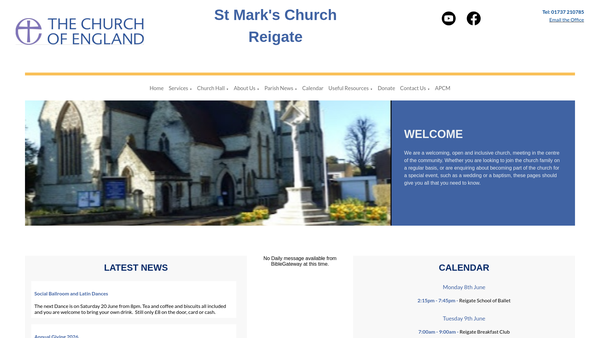 Screenshot of the The Parochial Church Council Of The Ecclesiastical Parish Of Saint Mark, Reigate website