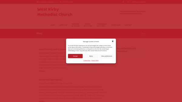 Screenshot of the West Kirby Methodist Church website