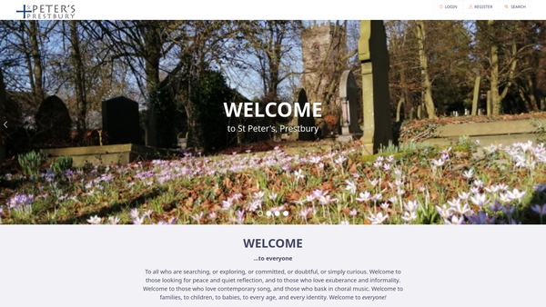 Screenshot of the The Parochial Church Council Of The Ecclesiastical Parish Of St Peter's, Prestbury website