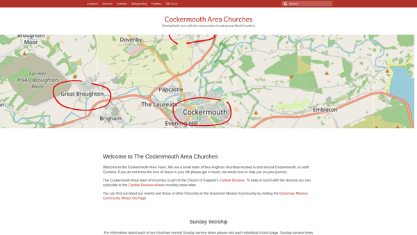 Screenshot of the Parochial Church Council Of The Ecclesiastical Parish Of The Cockermouth Area Team website