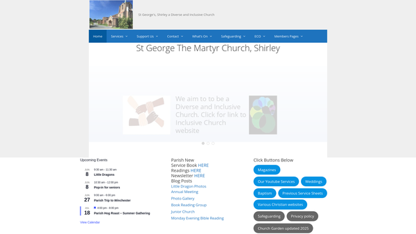 Screenshot of the The Parochial Church Council Of The Ecclesiastical Parish Of St George The Martyr, Shirley website