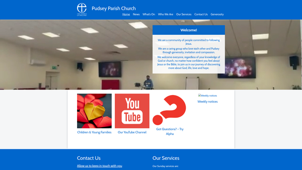 Screenshot of the Pudsey Parish Church website