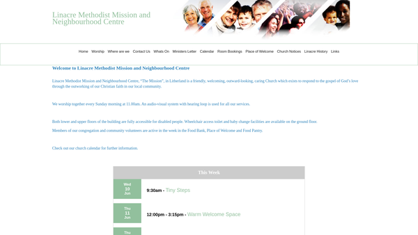 Screenshot of the Linacre Methodist Mission And Neighbourhood Centre website