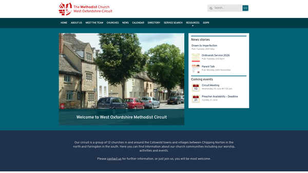 Screenshot of the The Methodist Church, West Oxfordshire Circuit website