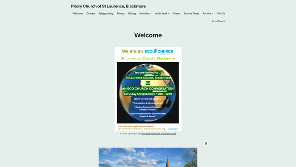 Screenshot of the The Parochial Church Council Of The Ecclesiastical Parish Of Blackmore St. Laurence website