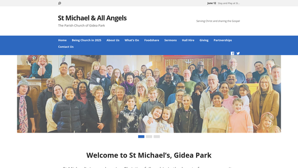 Screenshot of the The Parochial Church Council Of The Ecclesiastical Parish Of St Michael And All Angels, Gidea Park website