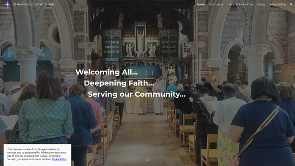 Screenshot of the The Parochial Church Council Of The Ecclesiastical Parish Of Fulham, St Andrew Fulham Fields, London. website