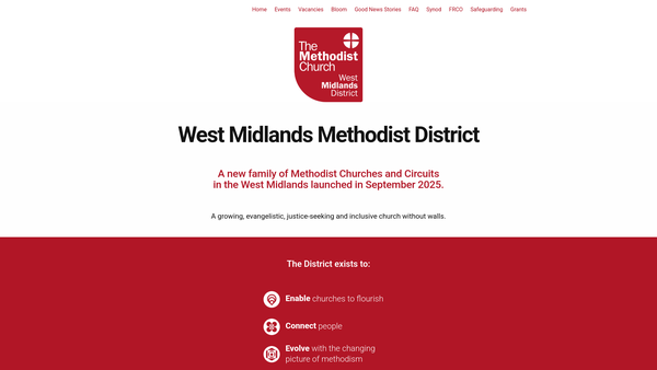 Screenshot of the West Midlands Methodist District website