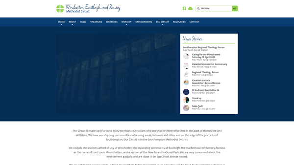 Screenshot of the Winchester Eastleigh and Romsey Methodist Circuit website