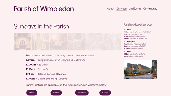 Screenshot of the The Parochial Church Council Of The Ecclesiastical Parish Of Wimbledon website