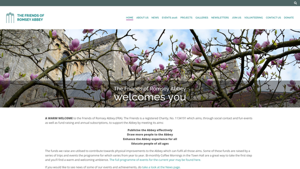 Screenshot of the The Friends Of Romsey Abbey website