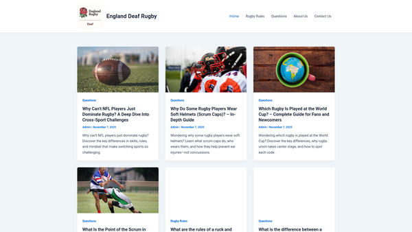 Screenshot of the England Deaf Rugby Union website