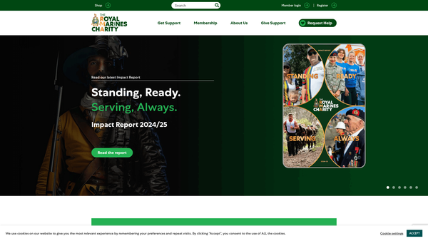 Screenshot of the Royal Marines Association - The Royal Marines Charity website