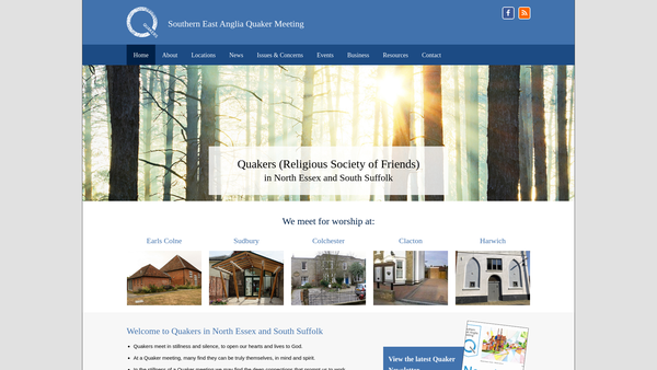 Screenshot of the Southern East Anglia Quaker Meeting Of The Religious Society Of Friends (Quakers) In Britain website