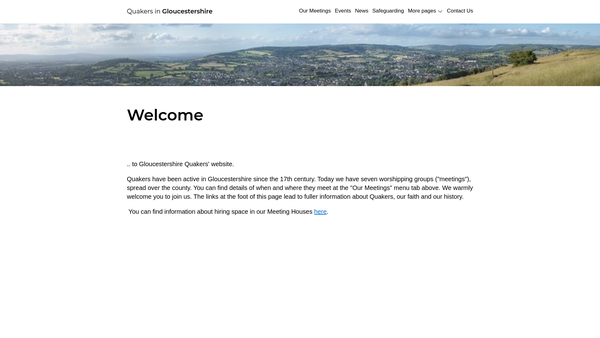 Screenshot of the Gloucestershire Area Quaker Meeting Of The Religious Society Of Friends (Quakers) In Britain website