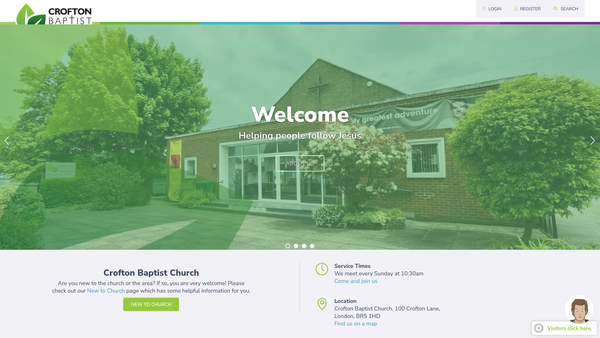 Screenshot of the Crofton Baptist Church, Orpington, Kent website