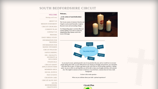Screenshot of the The South Bedfordshire Methodist Circuit website