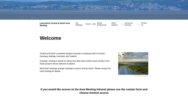 Screenshot of the Lancashire Central And North Area Quaker Meeting website