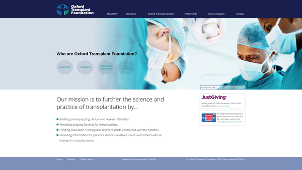 Screenshot of the Oxford Transplant Foundation website