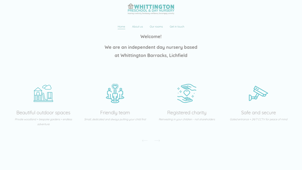 Screenshot of the Whittington Preschool website