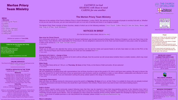 Screenshot of the The Parochial Church Council Of The Ecclesiastical Parish Of Merton Priory website