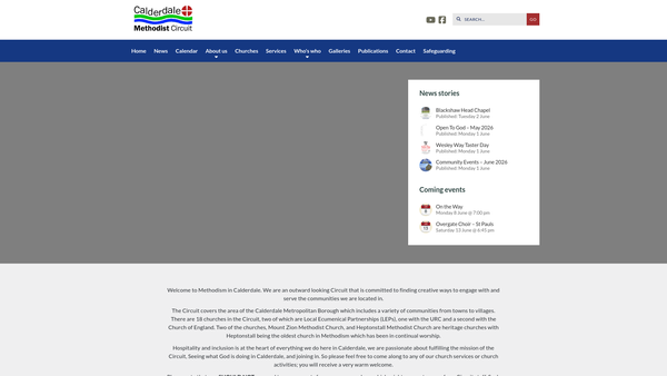 Screenshot of the Calderdale Circuit Of The Methodist Church website