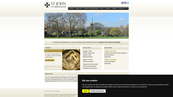Screenshot of the The Parochial Church Council Of The Ecclesiastical Parish Of St John Of Jerusalem With Christ Church, South Hackney website