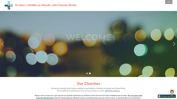 Screenshot of the The Parochial Church Council Of The Ecclesiastical Parish Of St John The Evangelist, Whittle Le Woods website