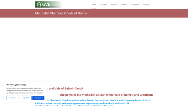 Screenshot of the Grantham & Vale Of Belvoir Methodist Circuit website