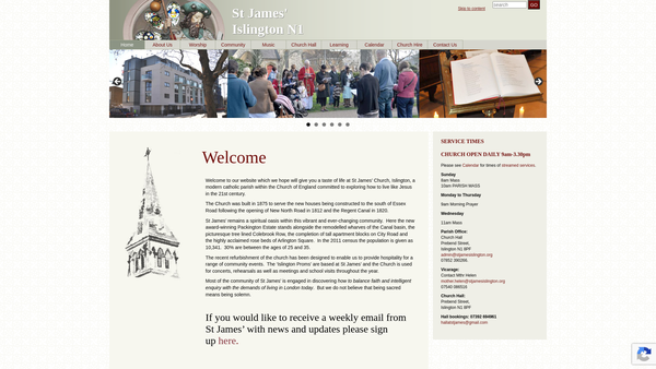 Screenshot of the The Parochial Church Council Of The Ecclesiastical Parish Of St James With St Peter Islington website