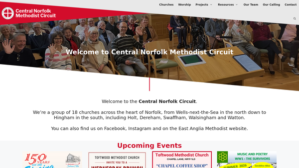 Screenshot of the Central Norfolk Methodist Circuit website