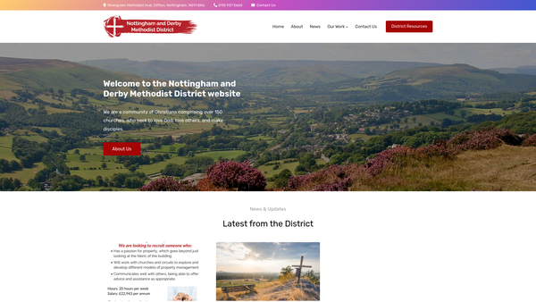 Screenshot of the Newark And Southwell Methodist Circuit website