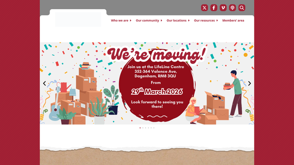 Screenshot of the Lifeline Church website