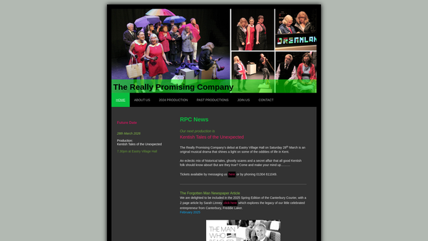 Screenshot of the East Kent Community Performing Arts Company website