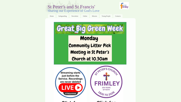 Screenshot of the The Parochial Church Council Of The Ecclesiastical Parish Of Frimley website