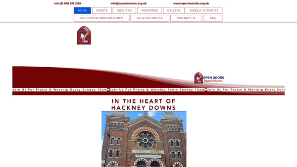 Screenshot of the Open Doors Baptist Church website