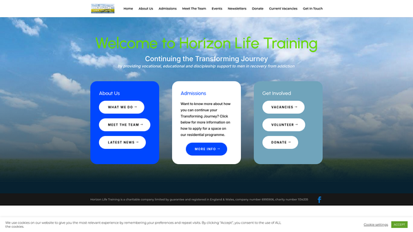 Screenshot of the Horizon Life Training website