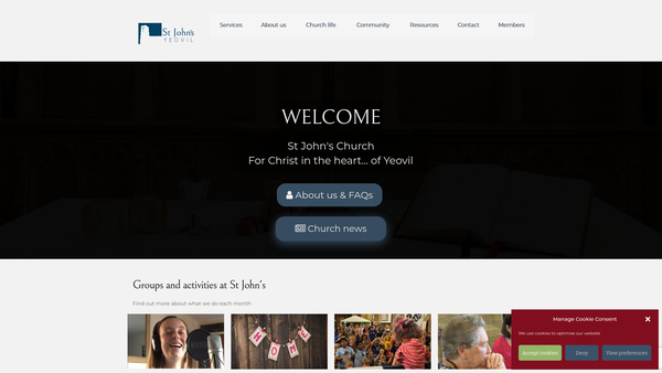 Screenshot of the The Parochial Church Council Of The Ecclesiastical Parish Of St. John The Baptist Church, Yeovil, Somerset website