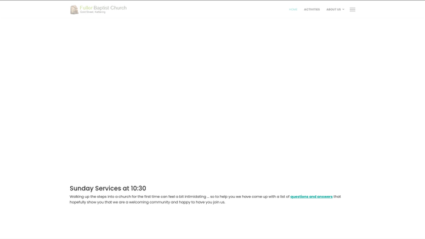 Screenshot of the Fuller Baptist Church, Kettering website