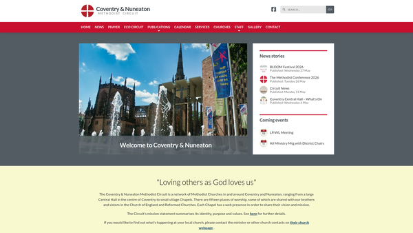 Screenshot of the Coventry And Nuneaton Methodist Circuit website