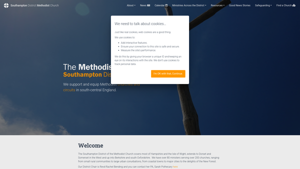 Screenshot of the Southampton Methodist District website