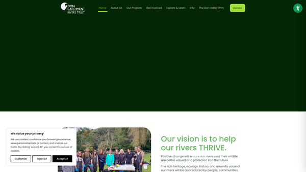 Screenshot of the Don Catchment Rivers Trust website