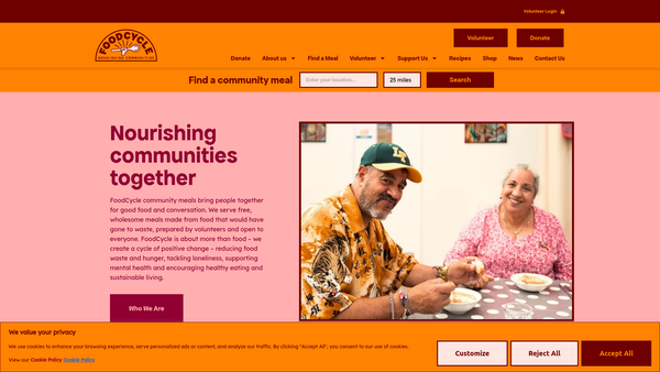Screenshot of the Foodcycle website